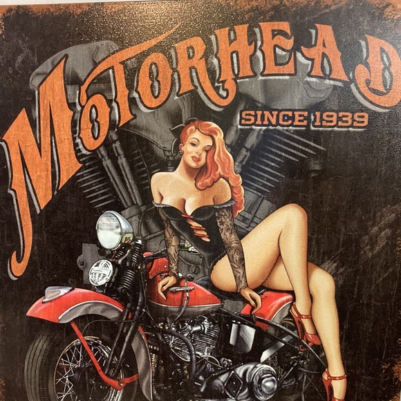 Legend Studio MotorHead Garage Metal Sign Made in U.S.A. Motorcycle Sexy Lady - Picture 3 of 8